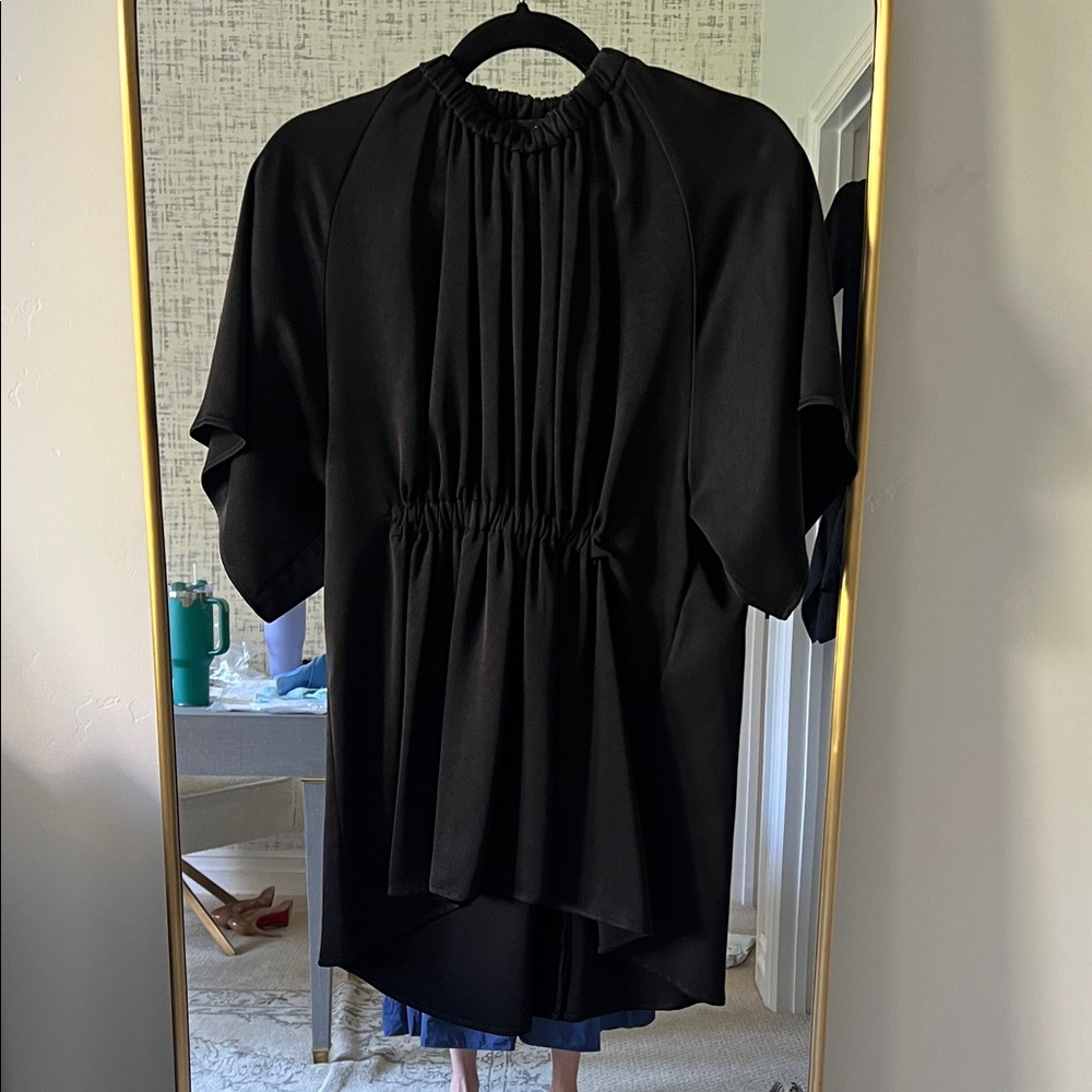 Black Gathered-Front Women's Top